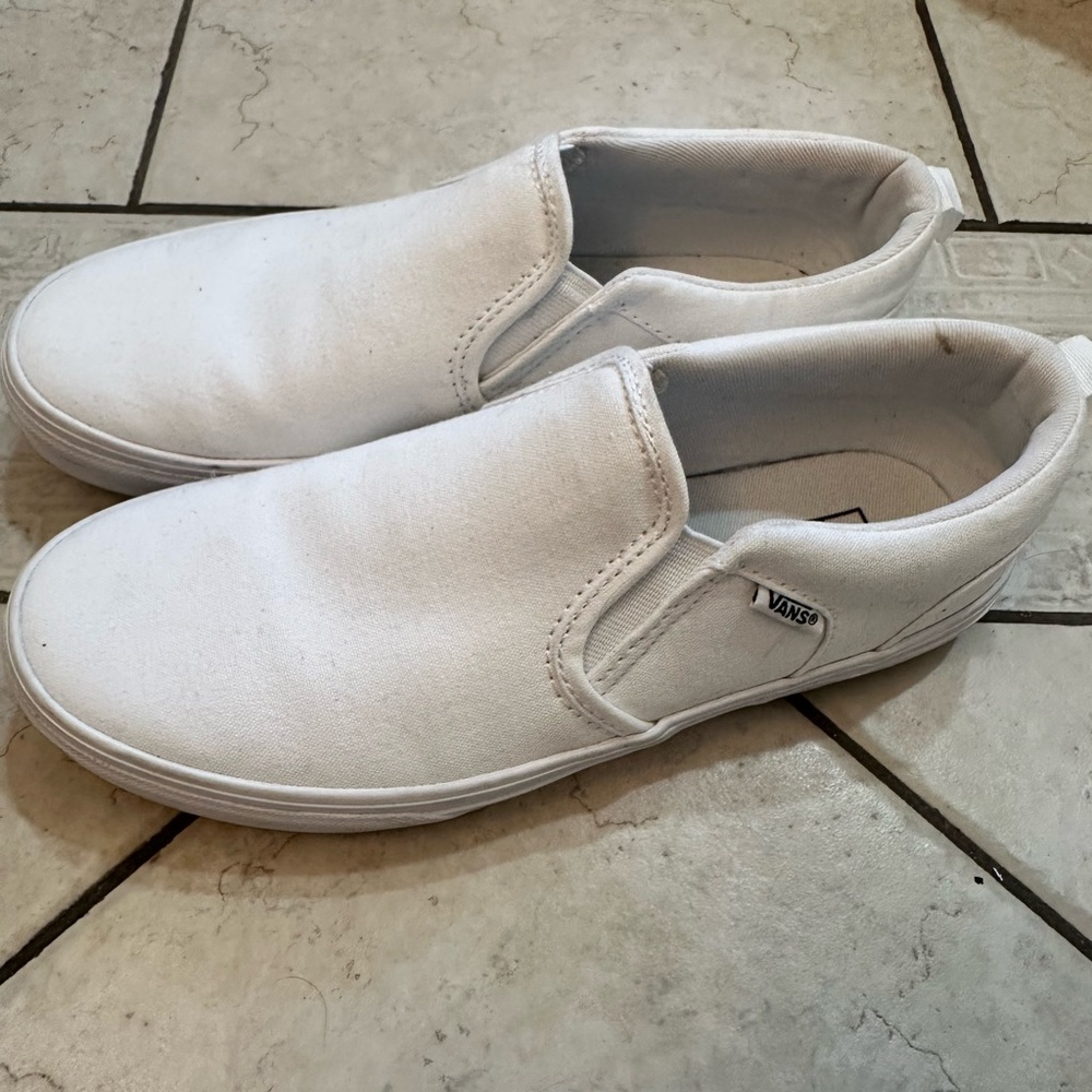 Vans White Classic Slip Ons